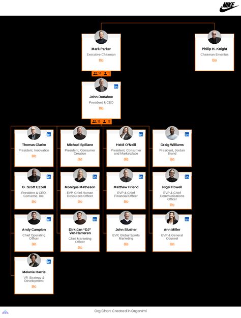 Nike organizational structure chart